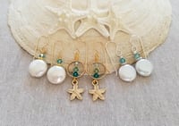 Image 3 of White Coin Pearl Earrings (Gold)