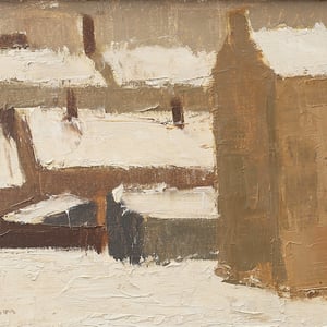 Image of 1950's Oil Painting, 'Snow,' Sven Nilsson