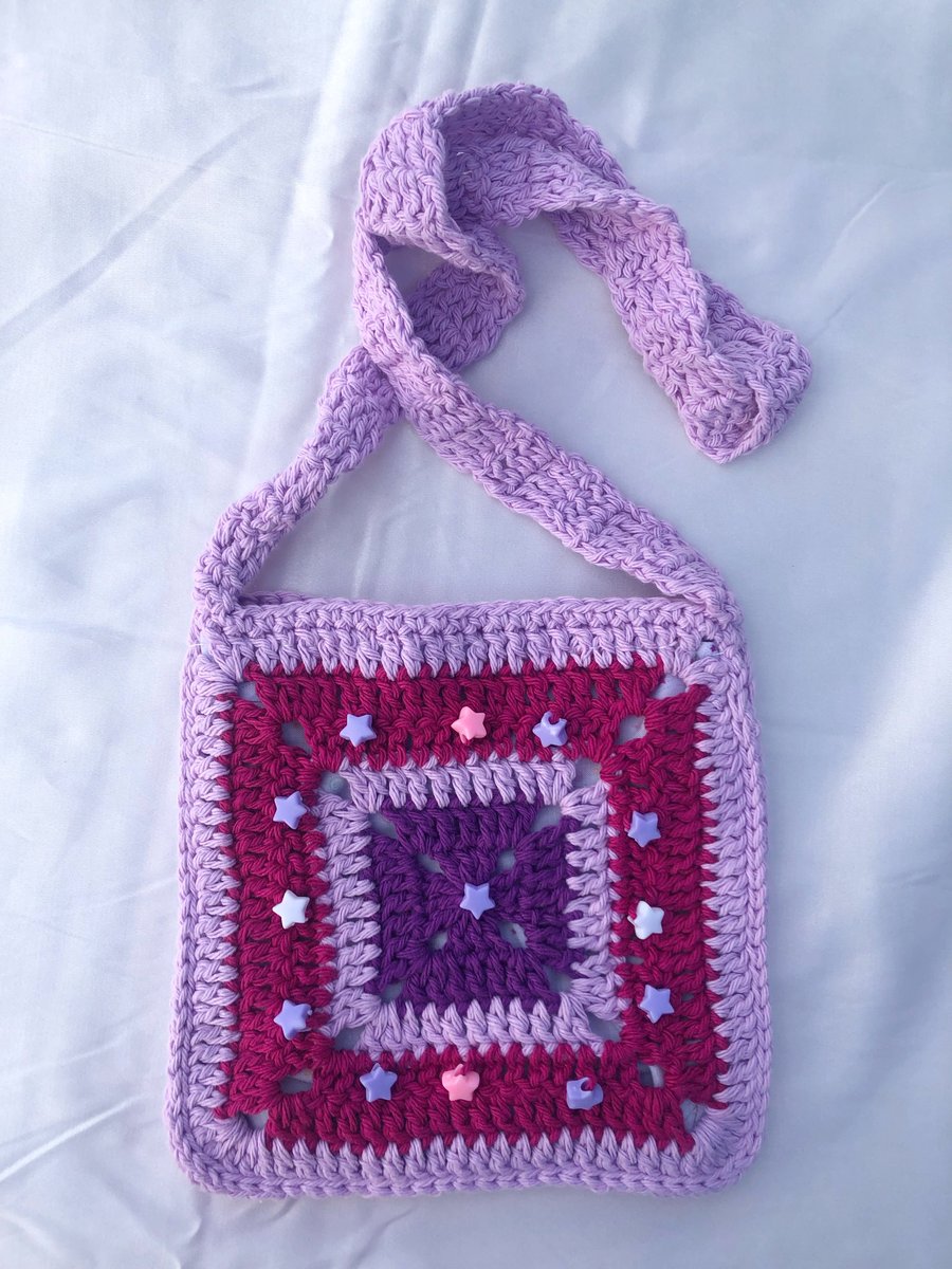 Purple Granny Square Bag Sweet Pea Crochet