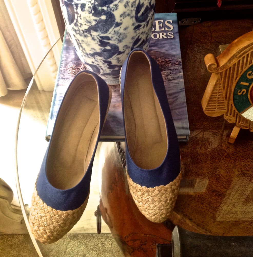 Image of Closed-Toe Platform Wedges 2-inch, Navy Blue