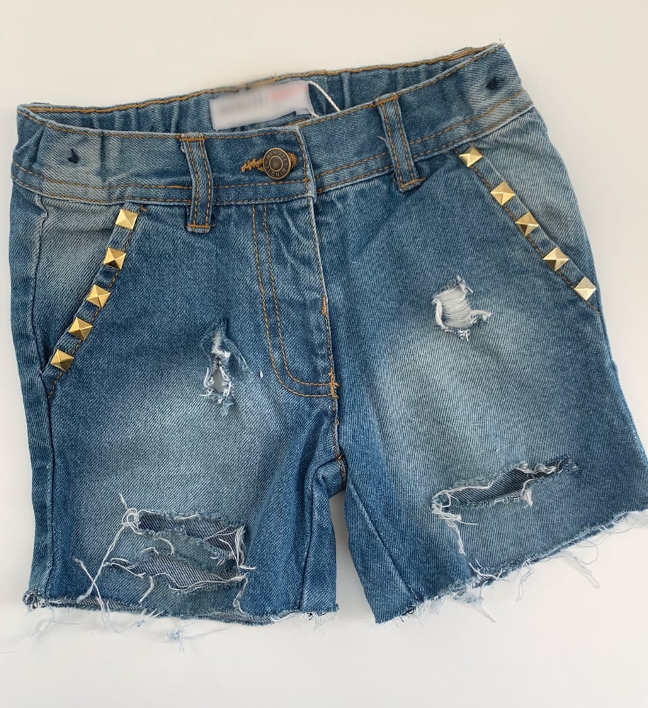 Image of Studded Distressed Shorts 