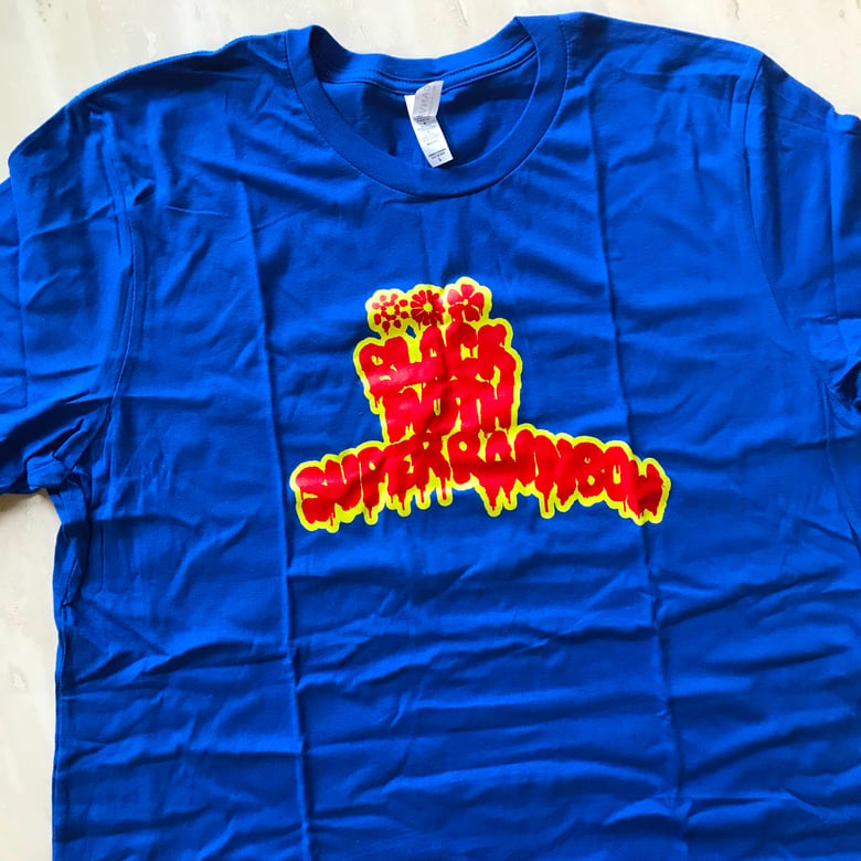 Image of Black Moth Super Rainbow Logo Tshirt Blue