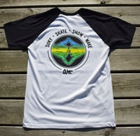 Image 4 of UNISEX "BOARD & BE FREE" RAGLAN tSHIRT 