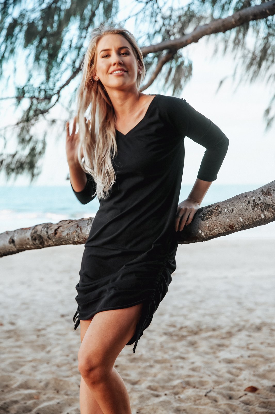 Robina Drawstring Dress BLACK b r a c e w e l l