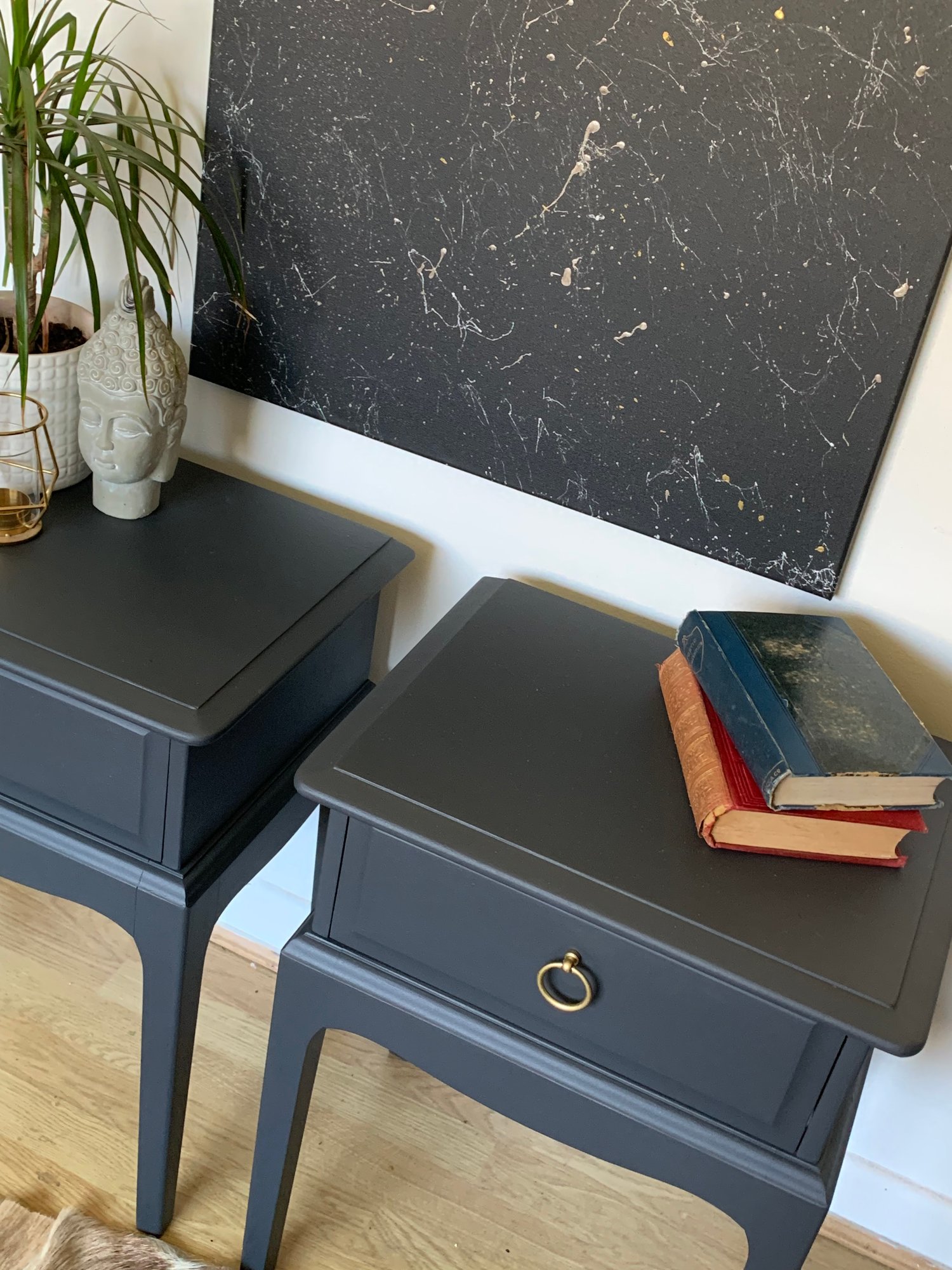 Image of A pair of stag bedside tables in dark grey 