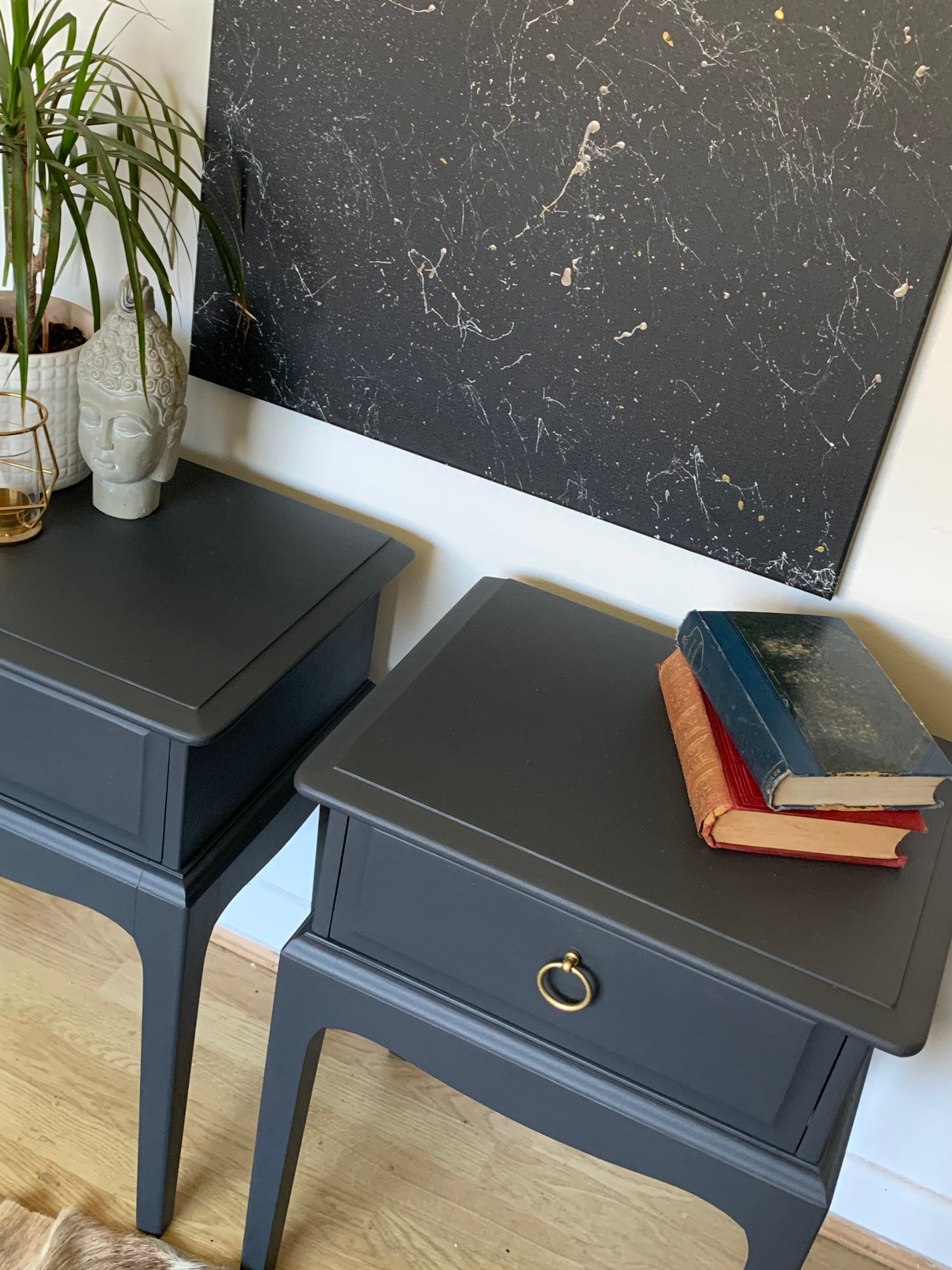 Image of A pair of stag bedside tables in dark grey