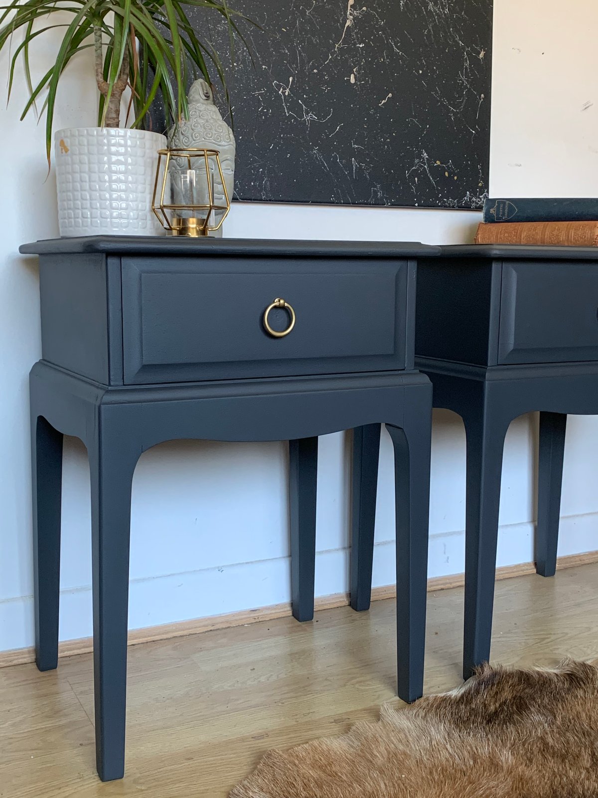 dark grey bedside table pair