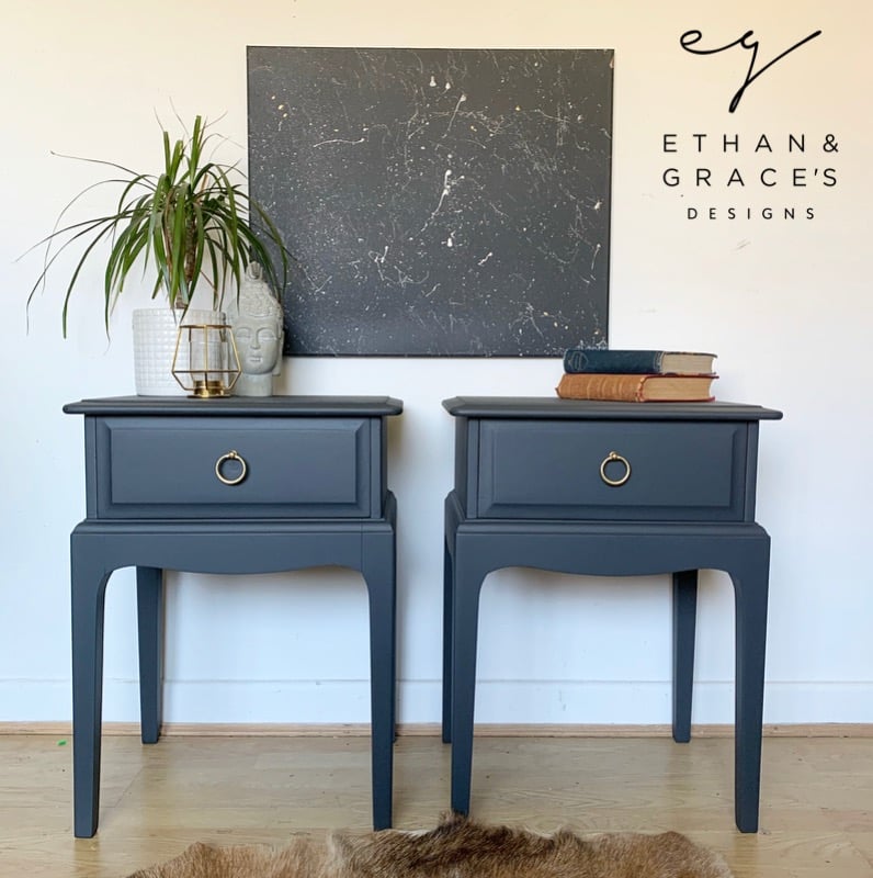 Image of A pair of stag bedside tables in dark grey 