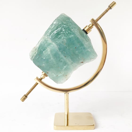 Image of Aquamarine no.96 + Brass Arc Stand