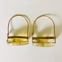 Image 1 of Faceted Citrine Hammered Hoops