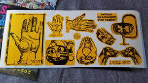 Image of Sheet of 11 iwillnot stickers and 1 "Smashed" Postcard