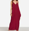 V-neckline Maxi Pocket Dress