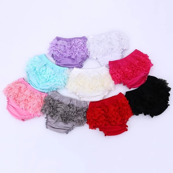 Image of ROCK BOTTOM BLOWOUT Lace and Cotton Ruffle Bottom Bloomer - 6 color choices in stock