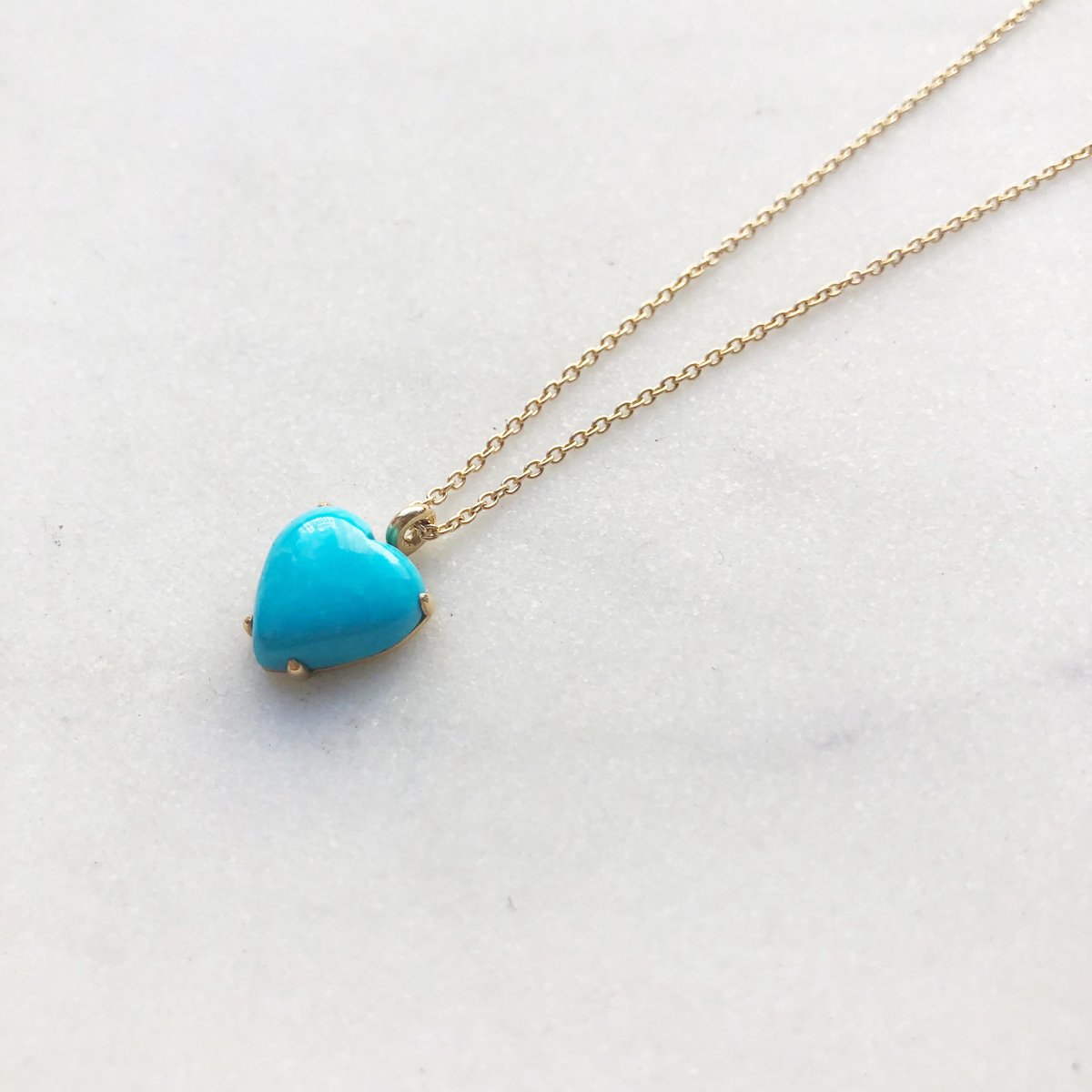 Sleeping Beauty Turquoise Heart Necklace vasa new york