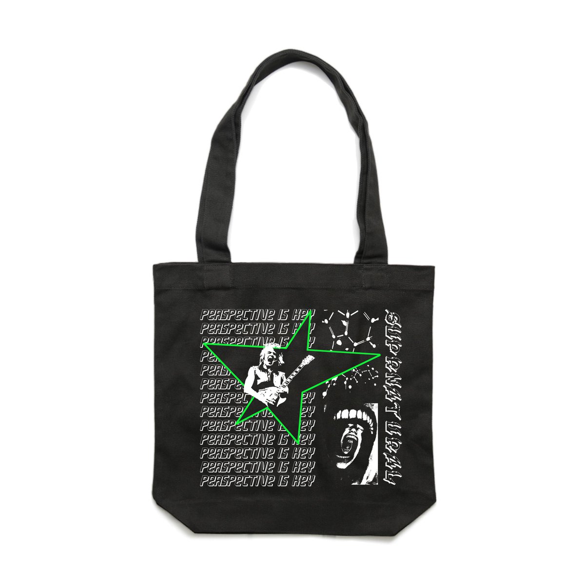 Image of Perspective Tote Bag - Black/Lime Green
