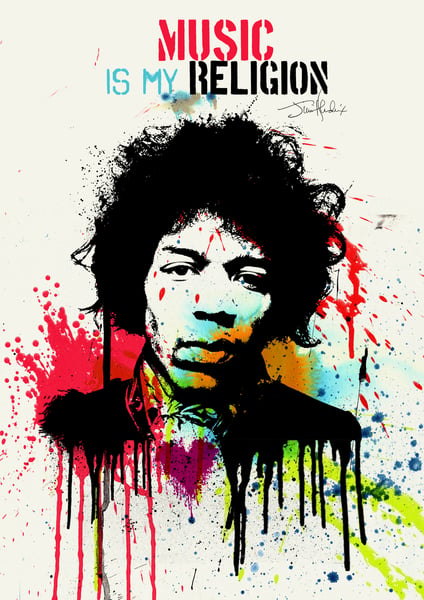 Image of Jimi Hendrix Poster - "Music is my religion'