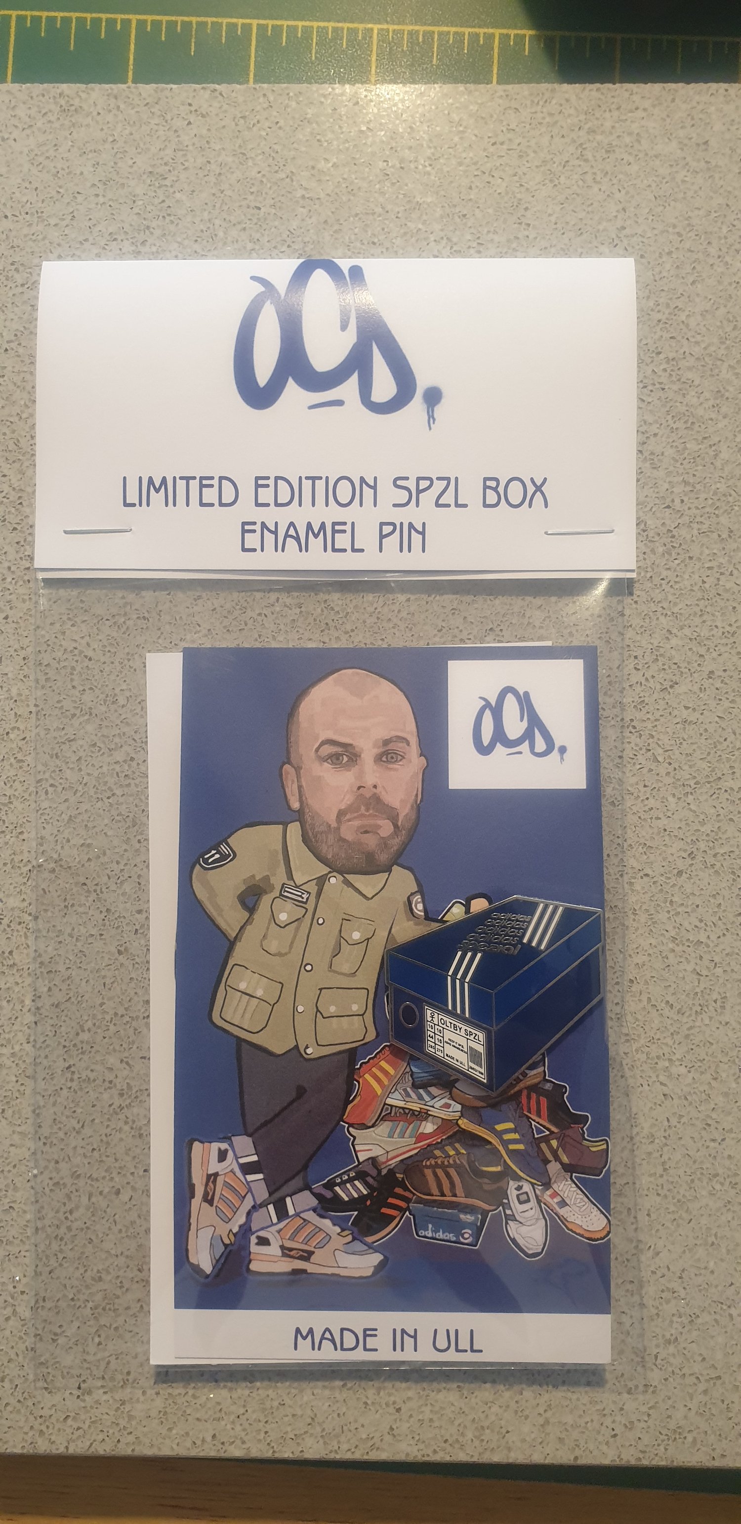 Image of Adidas spzl box enamel pin 