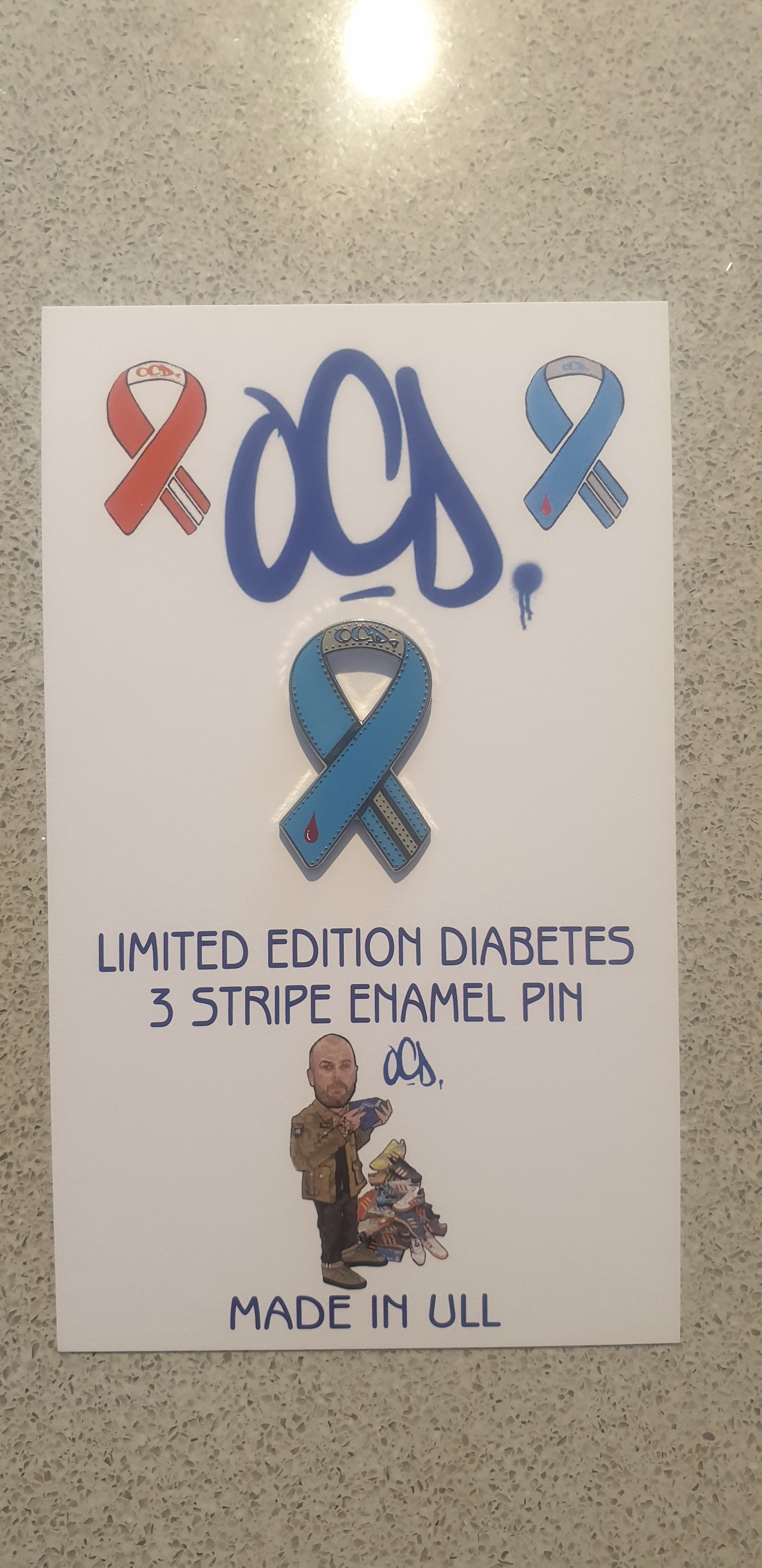 Image of Diabetes 3 stripe ribbon pin