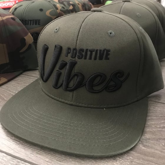 Image of ***RESTOCKED*** Positive Vibes Military Green Snapback Hats