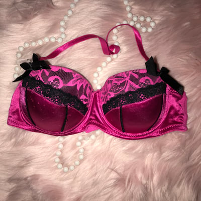 Image of Black & Hot Pink silk Bra