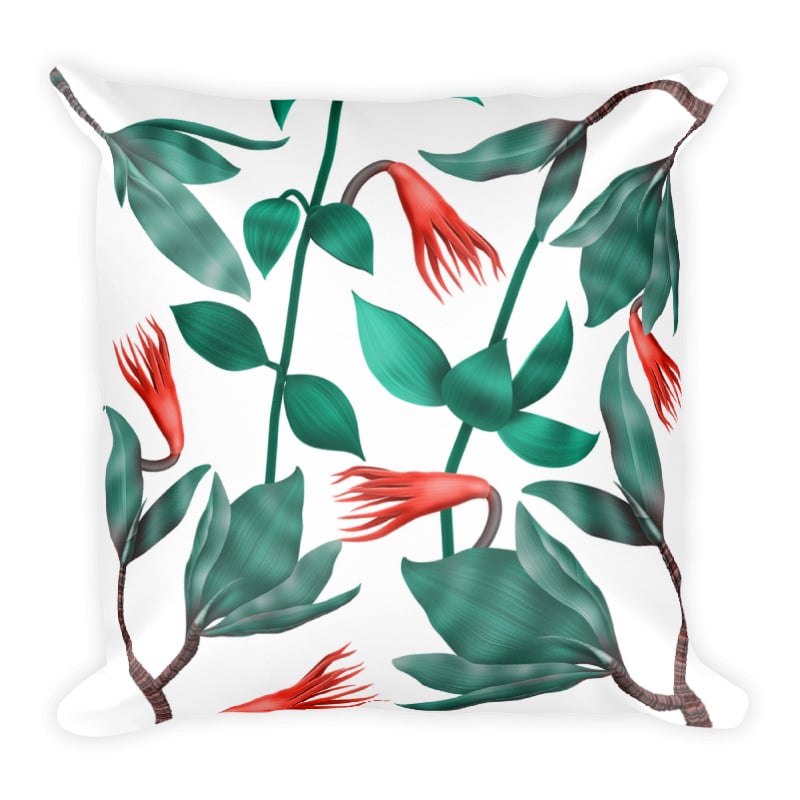 Image of Pillow with Mangrove Flowers and Leaves 