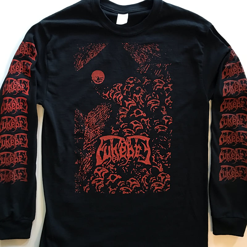 Image of Funebre - Long Sleeve T-shirt with logo Sleeve prints