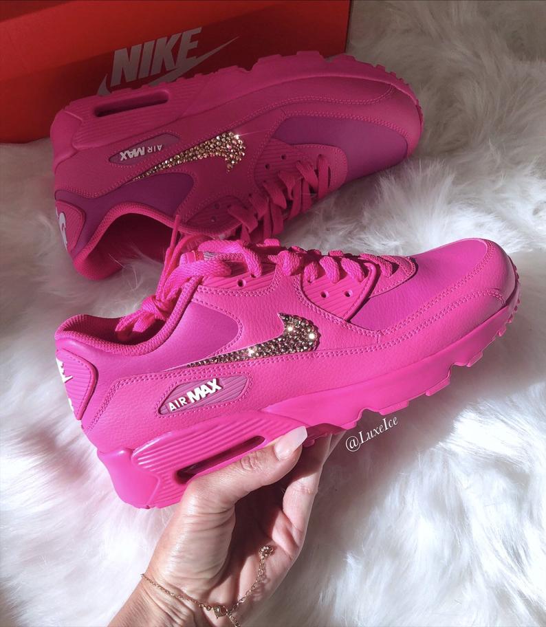 Womens nike air max 90 discount rose gold with swarovski crystals