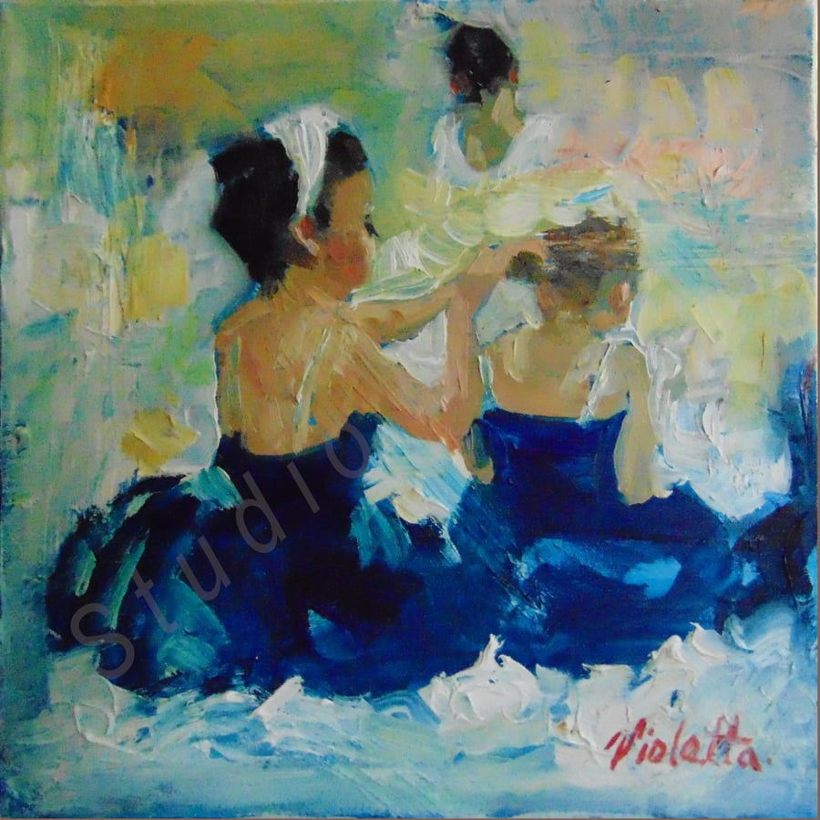 Image of Ballerinas in Deep Blue by Violetta Chandler