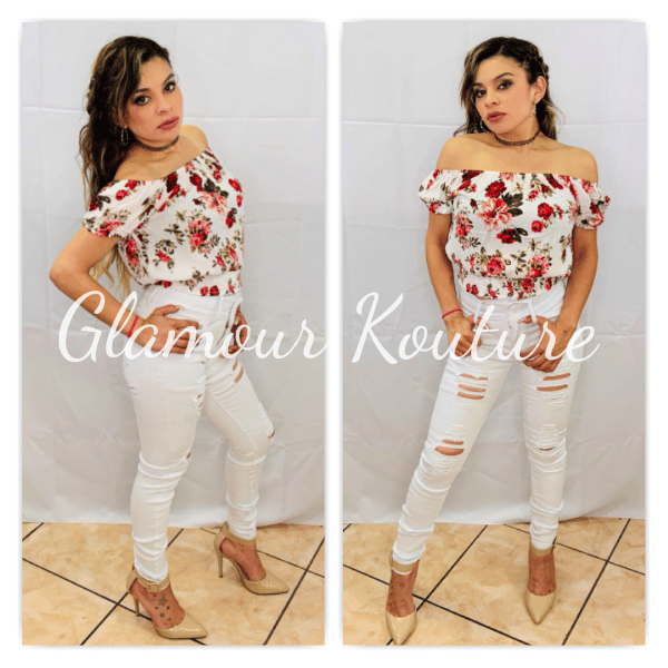 Image of Jasmine Floral Off The Shoulder Top