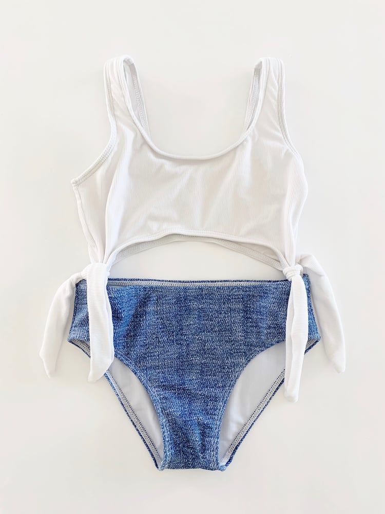 Image of The Summerland Swimsuit - White and Denim 