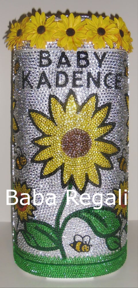 Image of 3D RHINESTONE BABY DIAPER PAIL (SUNFLOWER THEME)