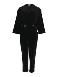 Image 1 of Mørkeblå velour buksdragt