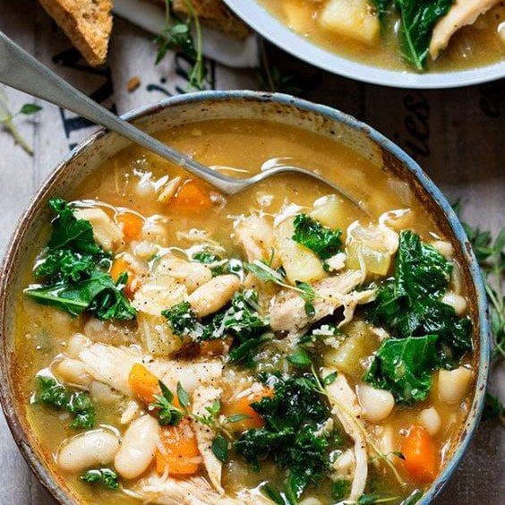 Image of TUSCAN CHICKEN, KALE, CANNELLINI AND VEGETABLE SOUP