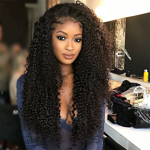 Image of Premium quality 360 lace wig human hair Brazilian curly premium grade