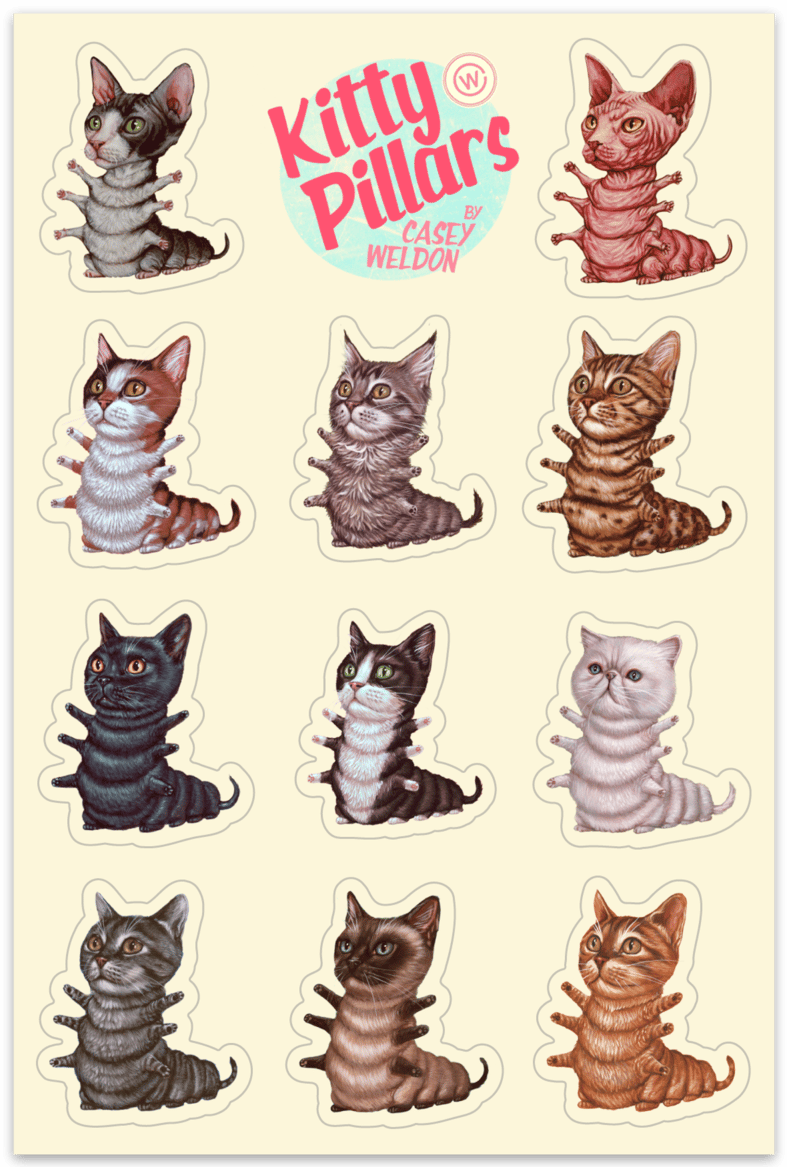 Mini Kittypillar Print and Sticker Sheet Pack