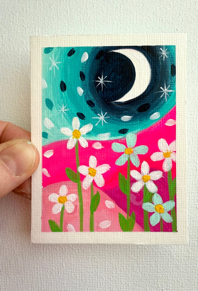 Moon Dreams. Original mini painting.