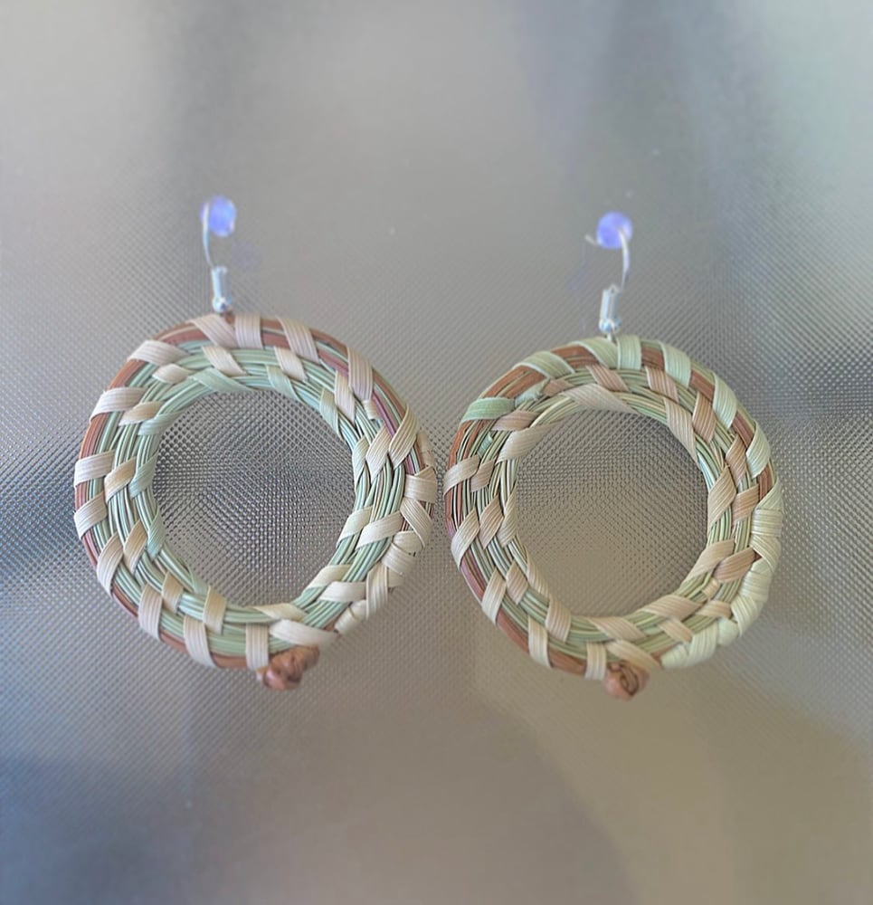 Image of Sweetgrass & Pine Knot Hoop Earrings