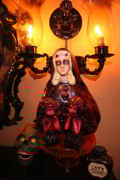 Image of Large Wall Hanging Sacred Heart Devil Mary With Horns