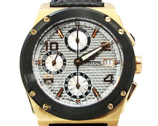 Image of MENS FESTINA SHOCKWAVE CHRONOGRAPH AUTOMATIC WATCH 18K ROSE GOLD CASE VALJOUX 7750 MVMT, 25 JEWEL