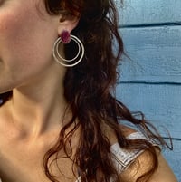Image 3 of ⋆✦Large Purple Spiny Oyster Post-Back Hoop Earrings✦⋆