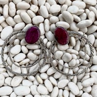 Image 2 of ⋆✦Large Purple Spiny Oyster Post-Back Hoop Earrings✦⋆