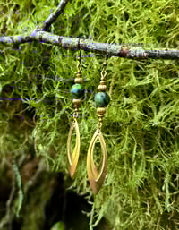 Image 1 of African Turquoise and Brass Earrings 