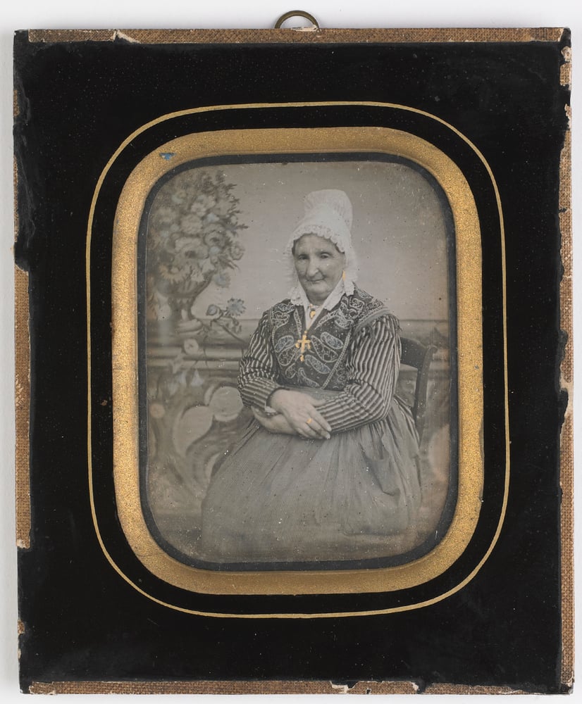 Image of Victor Plumier: woman in traditional French clothes, ca. 1855