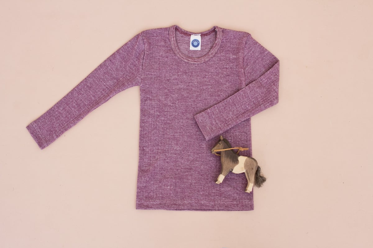 Image of Cosilana Wool/Cotton/Silk top merlot & dusty pink