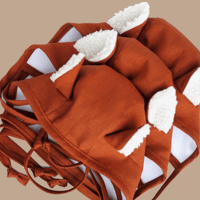 Image 1 of Fox Cub linen handmade baby bonnet 