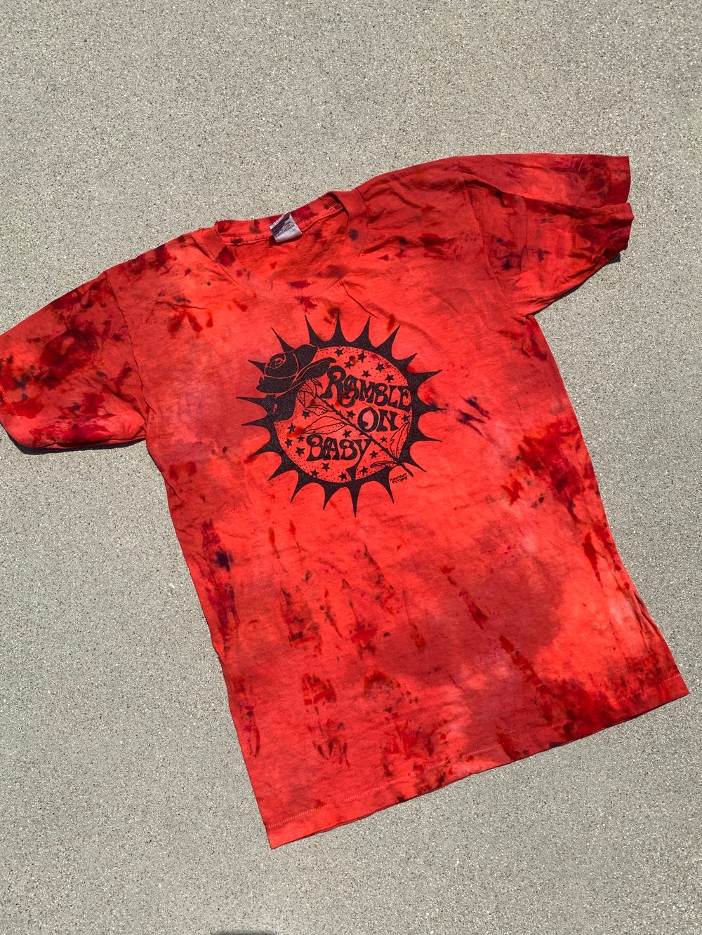 Image of RED dyes-  ramble on rose - tie dye tshirts 