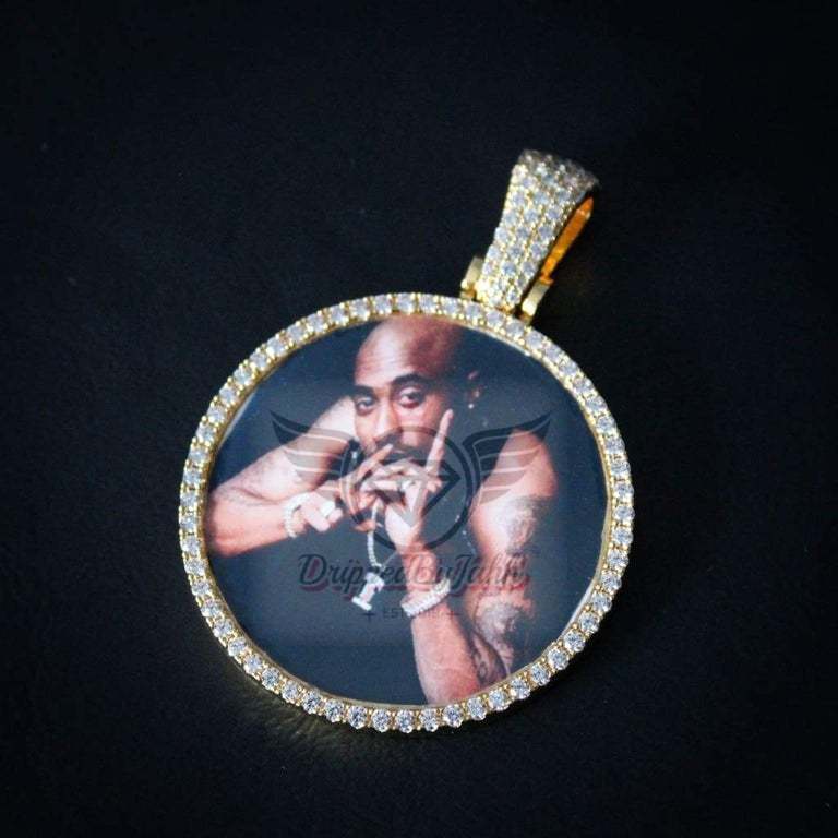 Image of Custom Iced Photo Pendant W/ Custom Engraving 