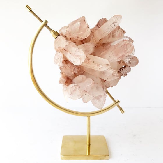 Image of Pink Quartz no.06 + Brass Arc Stand