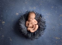 Image 3 of $10 OFF BLACK FRIDAY SALE~ Round Curly Blanket - Dark Denim Blue 