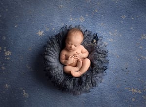 Image of Round Curly Blanket - Dark Denim Blue